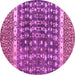 Round Machine Washable Abstract Pink Modern Rug, wshabs4631pnk