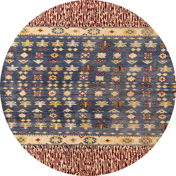 Round Machine Washable Abstract Camel Brown Rug, wshabs4631