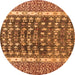 Round Machine Washable Abstract Orange Modern Area Rugs, wshabs4631org