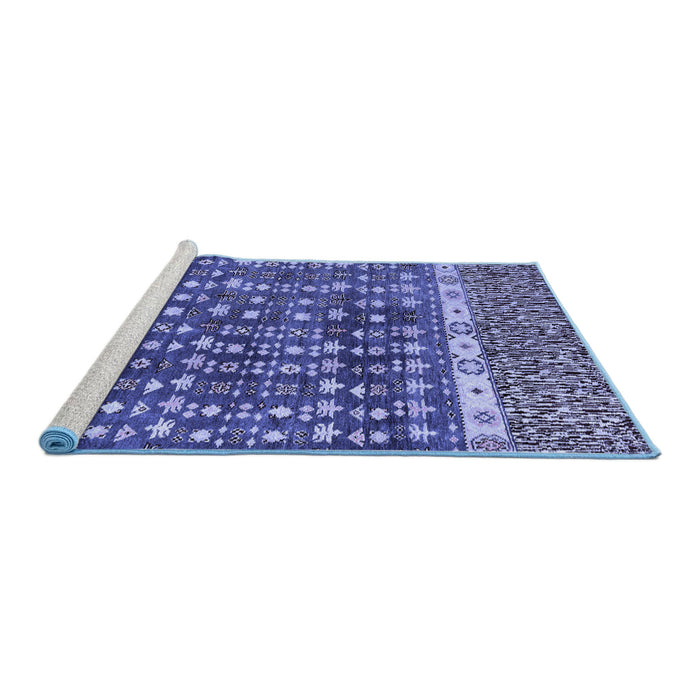 Sideview of Machine Washable Abstract Blue Modern Rug, wshabs4631blu