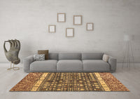 Machine Washable Abstract Brown Modern Rug, wshabs4631brn