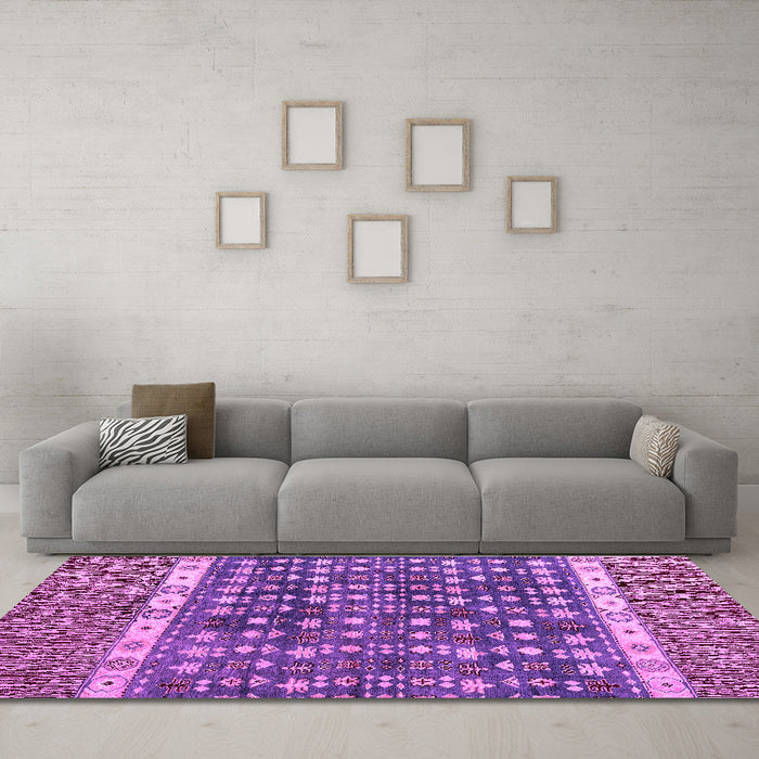 Machine Washable Abstract Purple Modern Area Rugs in a Living Room, wshabs4631pur