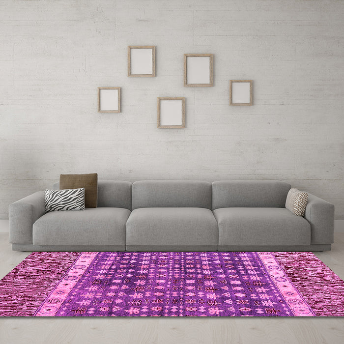 Machine Washable Abstract Pink Modern Rug in a Living Room, wshabs4631pnk