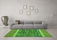 Machine Washable Abstract Green Modern Rug, wshabs4631grn