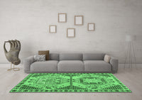 Machine Washable Abstract Emerald Green Modern Rug, wshabs4632emgrn