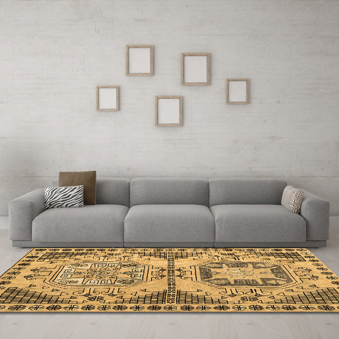 Machine Washable Abstract Brown Modern Rug in a Living Room,, wshabs4632brn