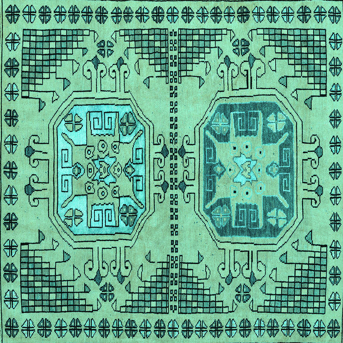 Square Machine Washable Abstract Turquoise Modern Area Rugs, wshabs4632turq