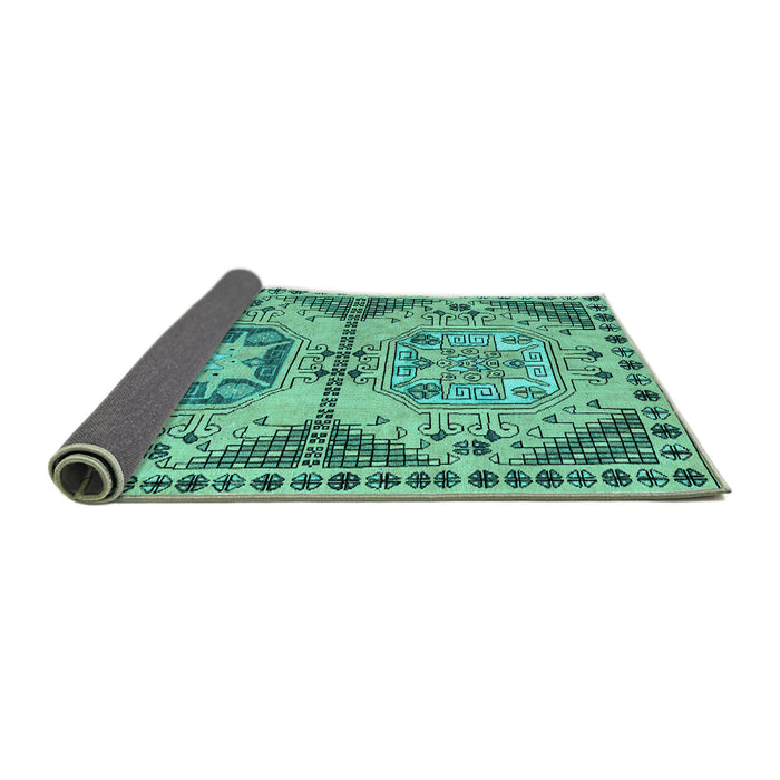 Sideview of Abstract Turquoise Modern Rug, abs4632turq