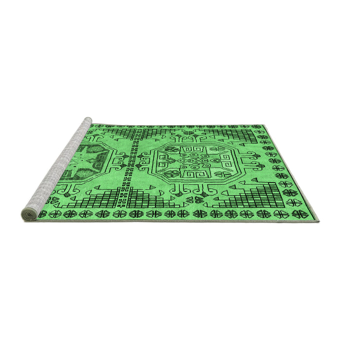 Sideview of Machine Washable Abstract Emerald Green Modern Area Rugs, wshabs4632emgrn