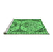 Sideview of Machine Washable Abstract Emerald Green Modern Area Rugs, wshabs4632emgrn