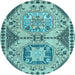 Round Machine Washable Abstract Light Blue Modern Rug, wshabs4632lblu