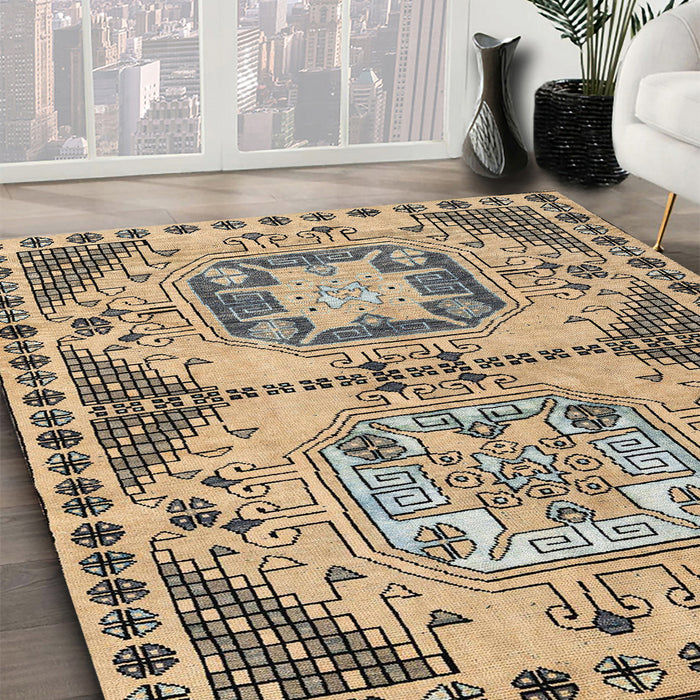 Abstract Yellow Modern Rug in Family Room, abs4632