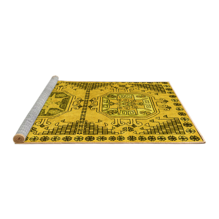 Sideview of Machine Washable Abstract Yellow Modern Rug, wshabs4632yw