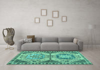 Machine Washable Abstract Turquoise Modern Rug, wshabs4632turq