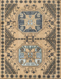 Machine Washable Abstract Yellow Rug, wshabs4632