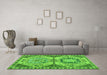 Machine Washable Abstract Green Modern Area Rugs in a Living Room,, wshabs4632grn