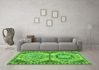 Machine Washable Abstract Green Modern Rug, wshabs4632grn