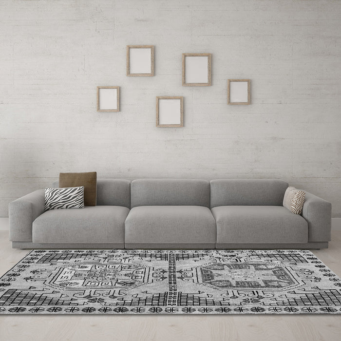 Machine Washable Abstract Gray Modern Rug in a Living Room,, wshabs4632gry
