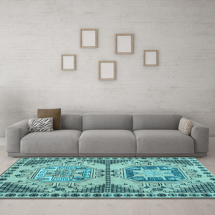 Machine Washable Abstract Light Blue Modern Rug in a Living Room, wshabs4632lblu