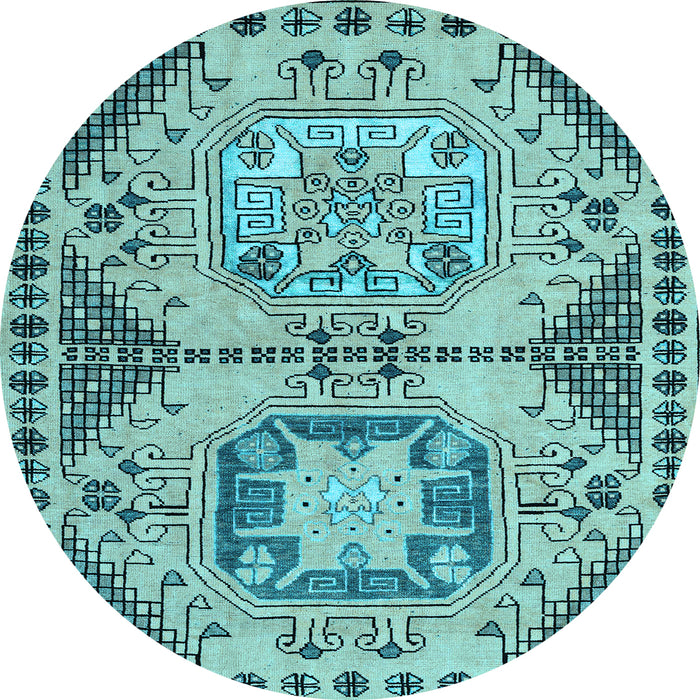 Round Abstract Light Blue Modern Rug, abs4632lblu