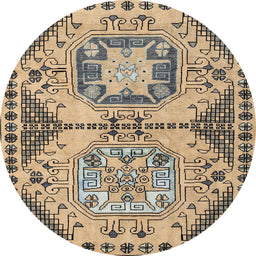 Round Machine Washable Abstract Yellow Rug, wshabs4632