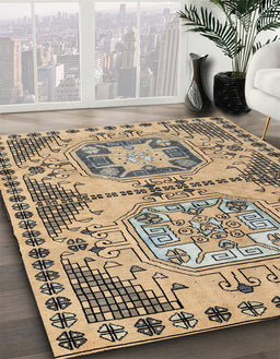 Machine Washable Abstract Yellow Rug in a Family Room, wshabs4632