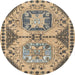 Round Abstract Yellow Modern Rug, abs4632