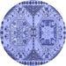 Round Machine Washable Abstract Blue Modern Rug, wshabs4632blu