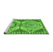 Sideview of Machine Washable Abstract Green Modern Area Rugs, wshabs4632grn