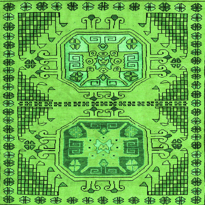Square Machine Washable Abstract Green Modern Area Rugs, wshabs4632grn