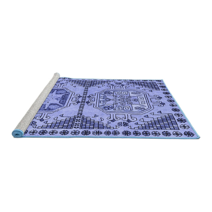 Sideview of Machine Washable Abstract Blue Modern Rug, wshabs4632blu