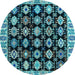 Round Abstract Light Blue Modern Rug, abs4633lblu