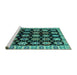 Sideview of Machine Washable Abstract Turquoise Modern Area Rugs, wshabs4633turq