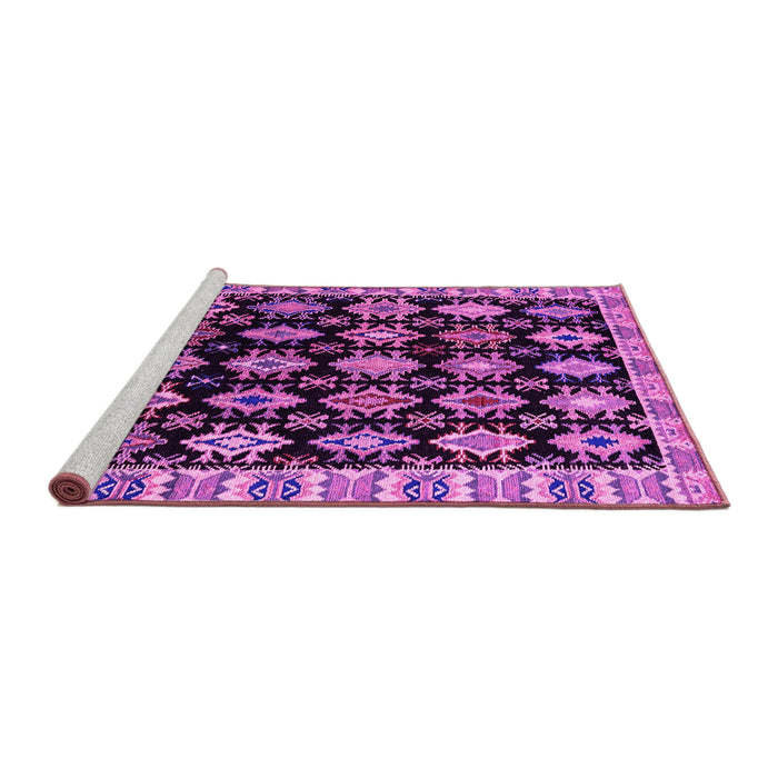 Sideview of Machine Washable Abstract Pink Modern Rug, wshabs4633pnk