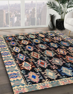 Abstract Camel Brown Modern Rug in Family Room, abs4633