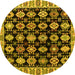 Round Machine Washable Abstract Yellow Modern Rug, wshabs4633yw