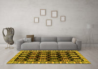 Machine Washable Abstract Yellow Modern Rug, wshabs4633yw