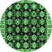 Round Abstract Emerald Green Modern Rug, abs4633emgrn