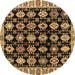 Round Machine Washable Abstract Brown Modern Rug, wshabs4633brn