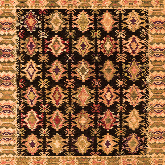 Square Machine Washable Abstract Orange Modern Area Rugs, wshabs4633org