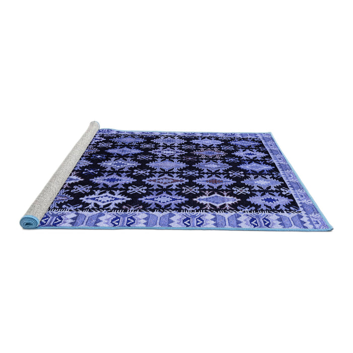 Sideview of Machine Washable Abstract Blue Modern Rug, wshabs4633blu