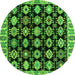 Round Machine Washable Abstract Green Modern Area Rugs, wshabs4633grn