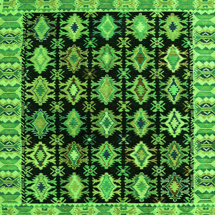 Square Machine Washable Abstract Green Modern Area Rugs, wshabs4633grn