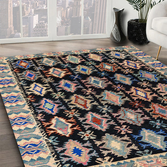 Abstract Camel Brown Modern Rug in Family Room, abs4633