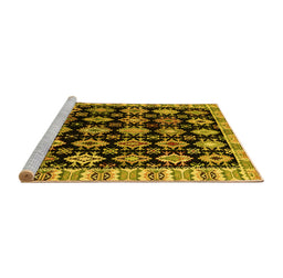 Sideview of Machine Washable Abstract Yellow Modern Rug, wshabs4633yw