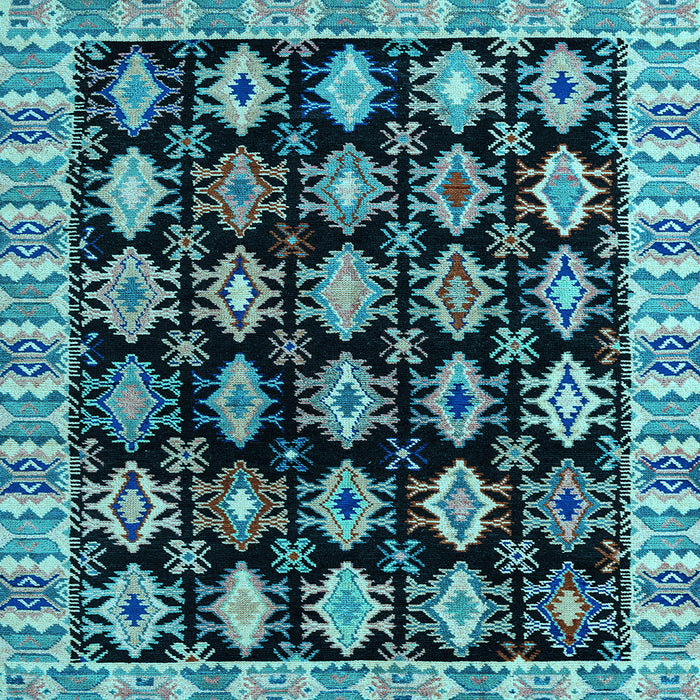 Square Machine Washable Abstract Light Blue Modern Rug, wshabs4633lblu