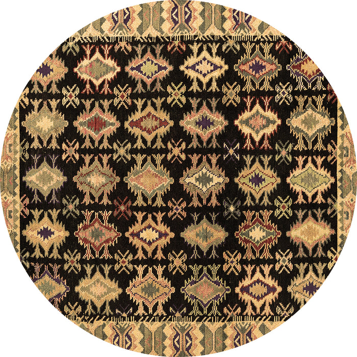 Round Abstract Brown Modern Rug, abs4633brn