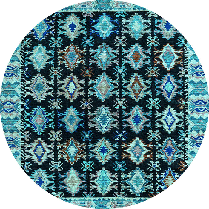 Round Machine Washable Abstract Light Blue Modern Rug, wshabs4633lblu