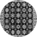 Round Abstract Gray Modern Rug, abs4633gry