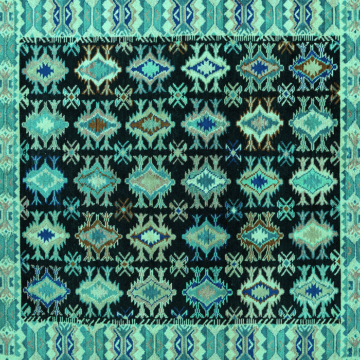 Square Abstract Turquoise Modern Rug, abs4633turq